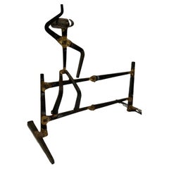 Whimsical Nail Brass Sculpture Cowboy & Cactus on a Fence circa 1970's