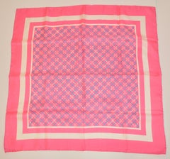 Whimsical Neon Pink with Specks of Baby Blue & White Silk Scarf