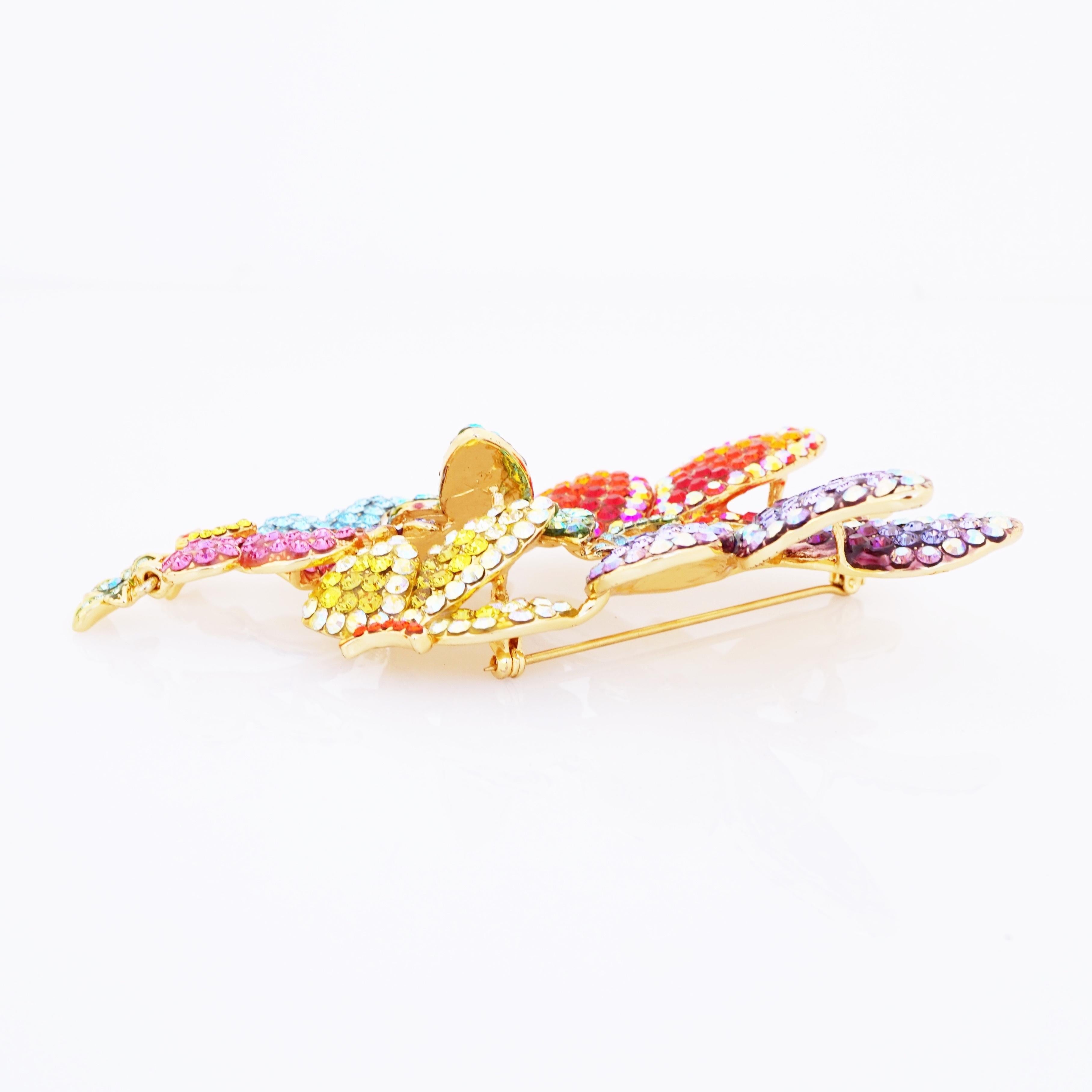 Whimsical Oversized Rainbow Crystal Pavé Butterfly Brooch By Butler & Wilson View 3