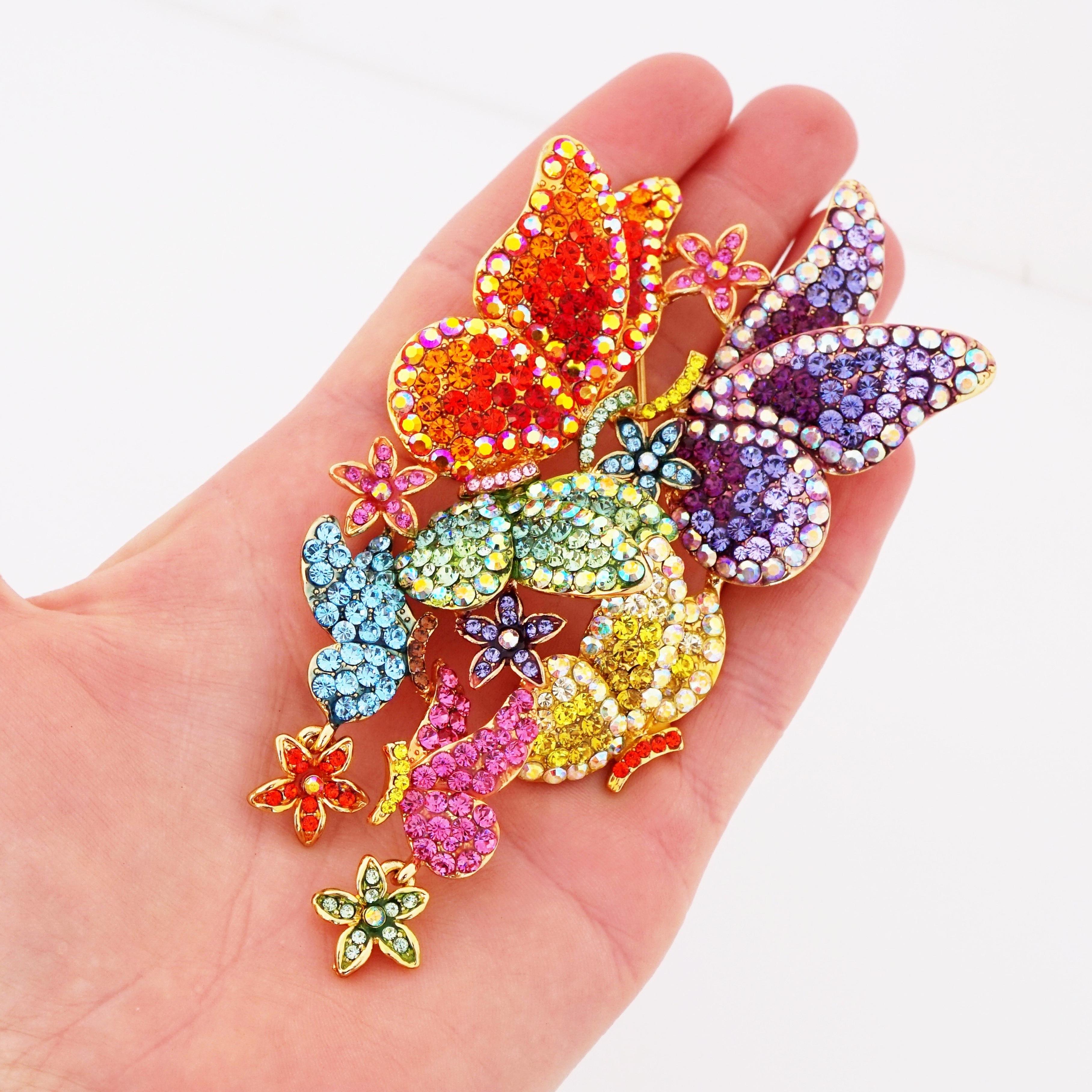 Whimsical Oversized Rainbow Crystal Pavé Butterfly Brooch By Butler & Wilson View 6