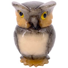 Vintage Whimsical Owl Paperweight in Alabaster Made in Italy