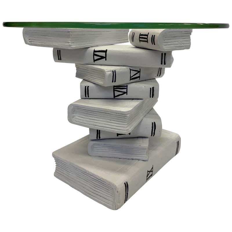 Handsome Trompe L'oeil Stack of Books Accent Side Table For Sale at ...