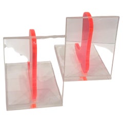 Whimsical Pair of Bookends in Lucite Cowboy Boots 1980's