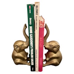 Whimsical Pair of Brass Elephants Bookends