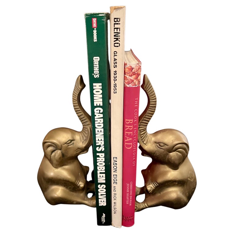 Whimsical Pair of Brass Elephants Bookends at 1stDibs