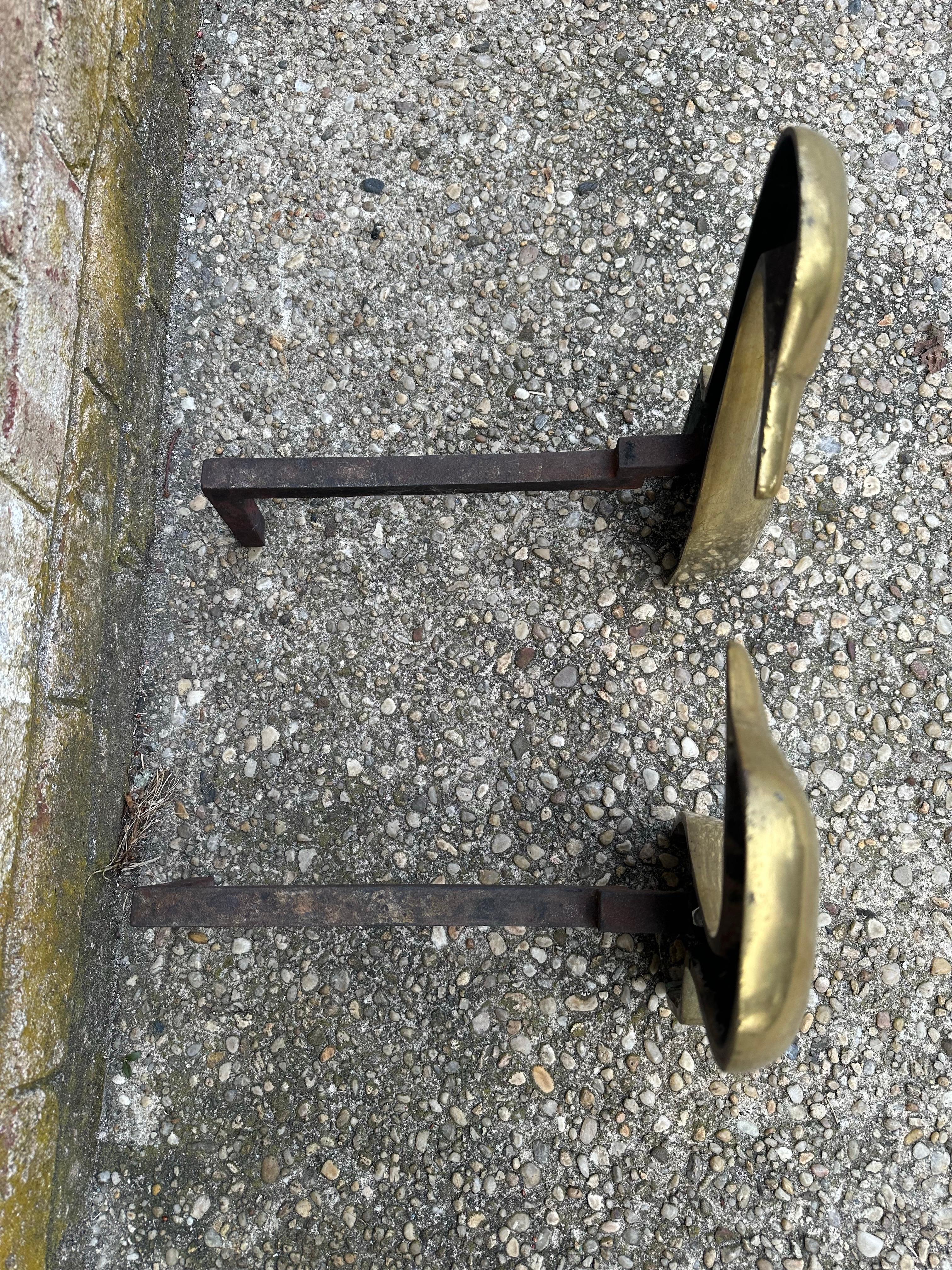 Whimsical Pair of Brass Goose Andirons For Sale 3