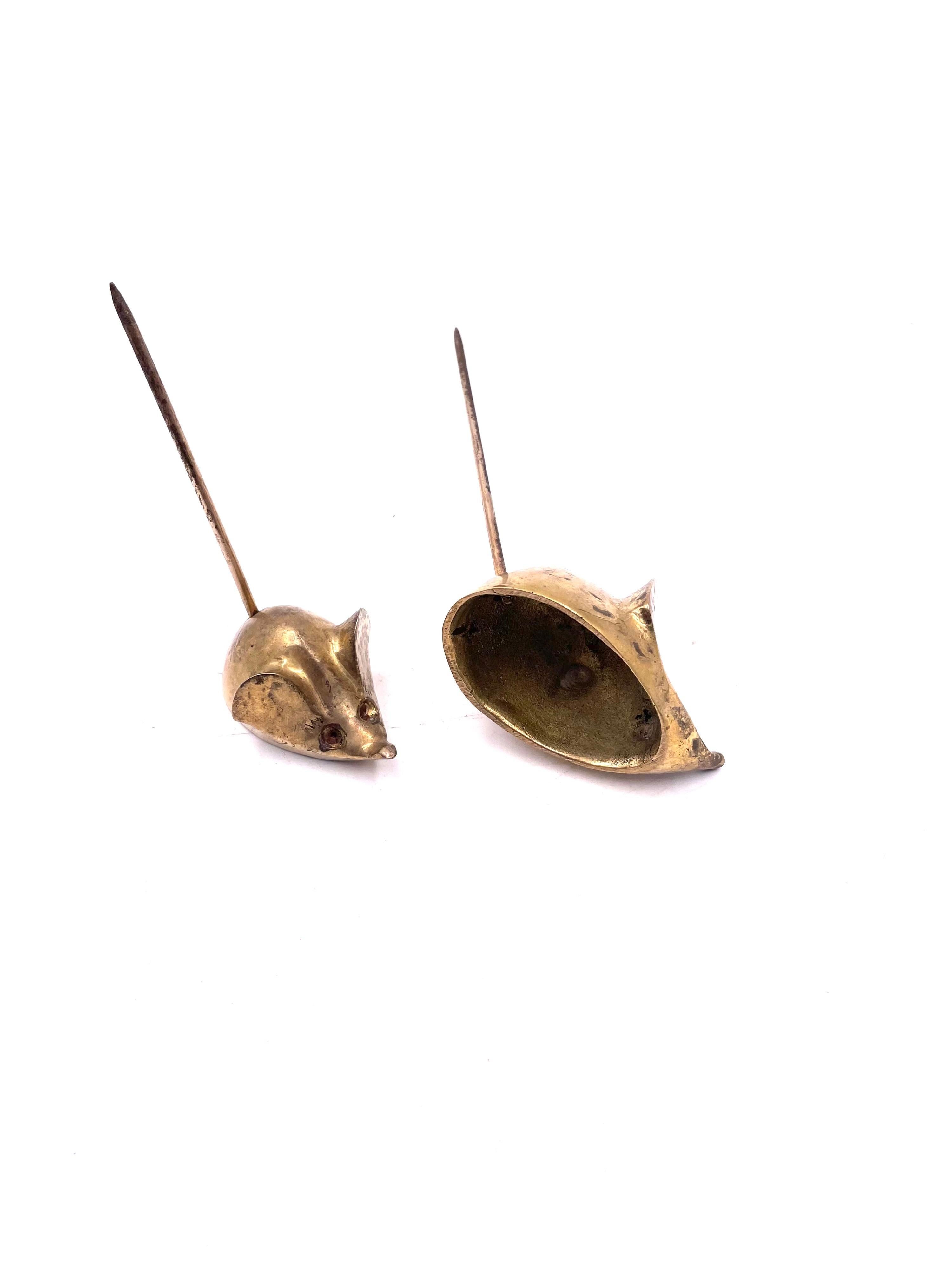 20th Century Whimsical Pair of Brass Mouse Sculptures