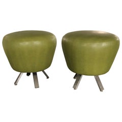 Whimsical Pair of "Gumdrop" Stools with Brushed, Splayed Aluminum Feet