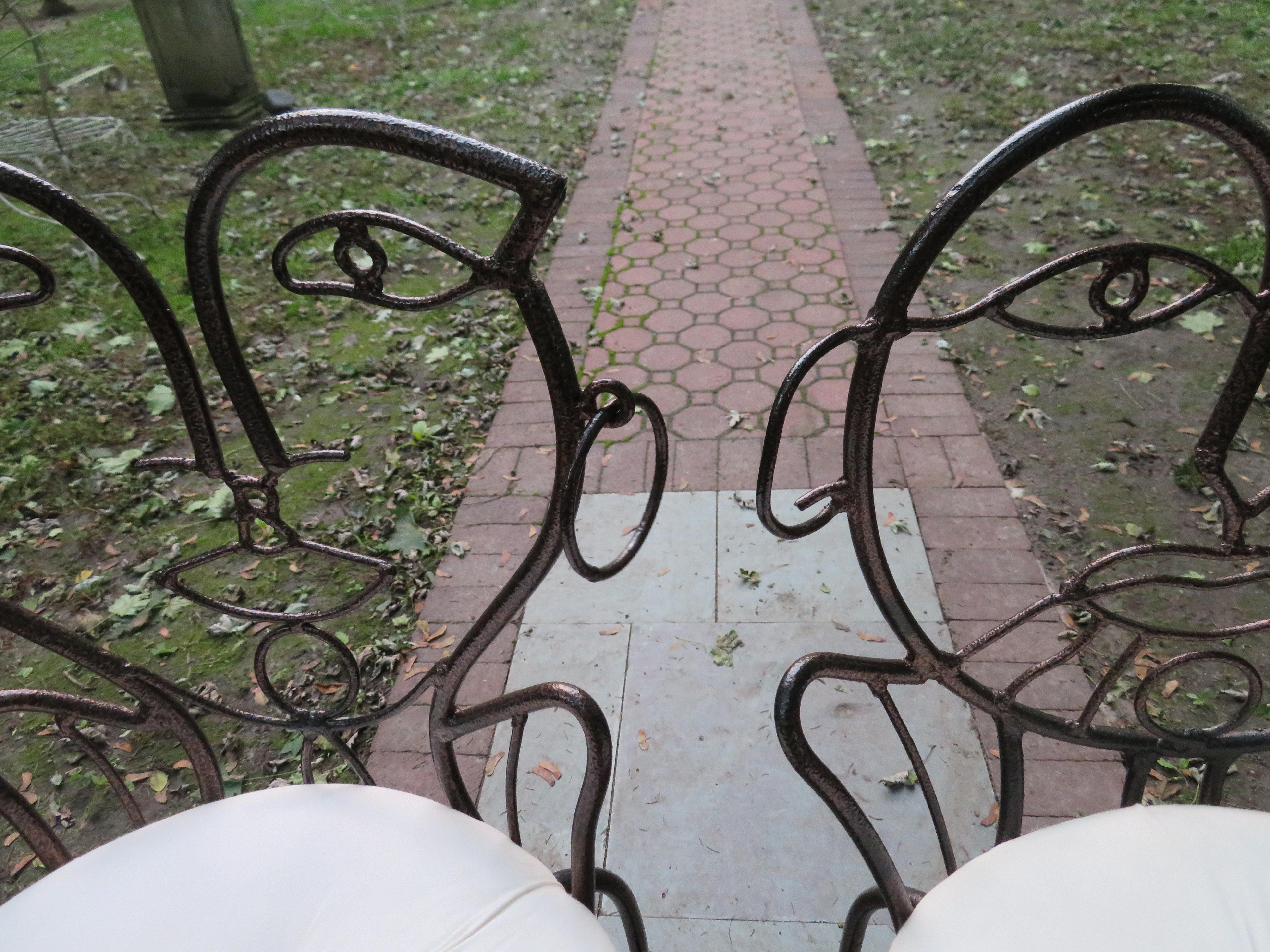 Whimsical Pair of John Risley Style Wrought Iron Bar Stools Mid-Century Modern 3