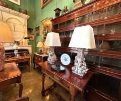 Whimsical Pair Of Marine Themed Coral Shell Seaweed And Rock Crystal Table Lamps