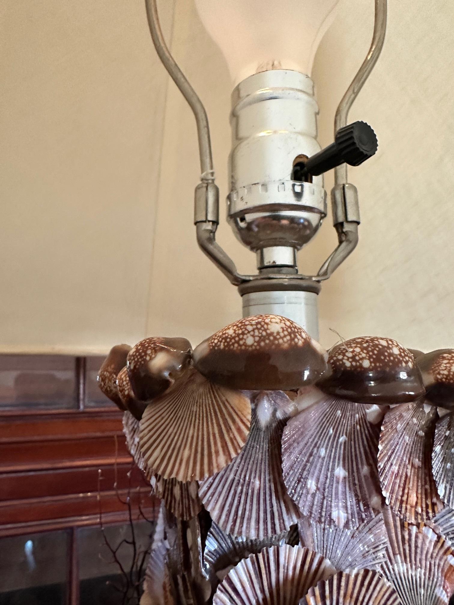 Unknown Whimsical Pair Of Marine Themed Coral Shell Seaweed And Rock Crystal Table Lamps For Sale