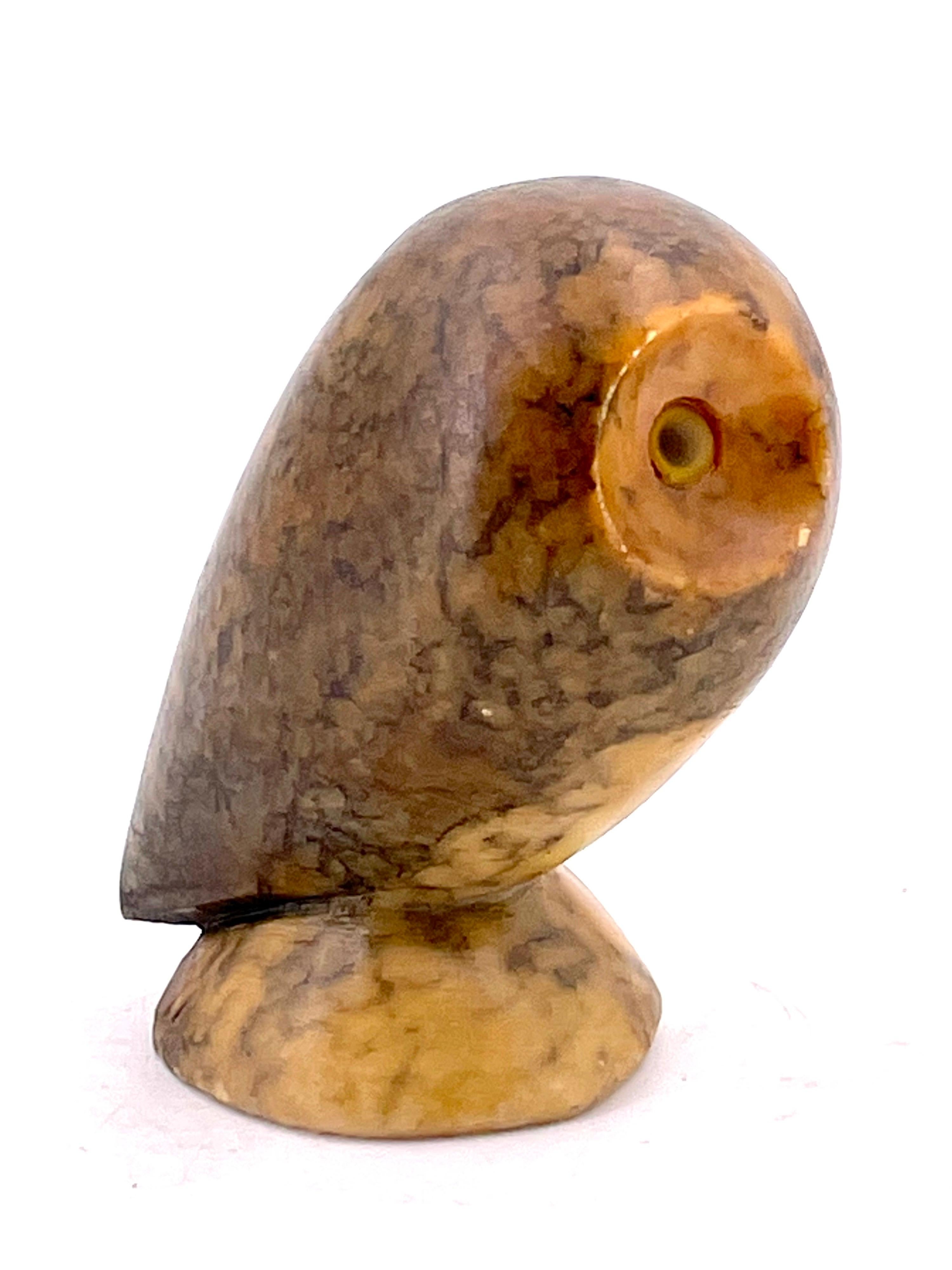 Whimsical rare petite sculpture paperweight in alabaster very collectible made in Italy, circa 1960s, retains label as shown Made in Italy.
