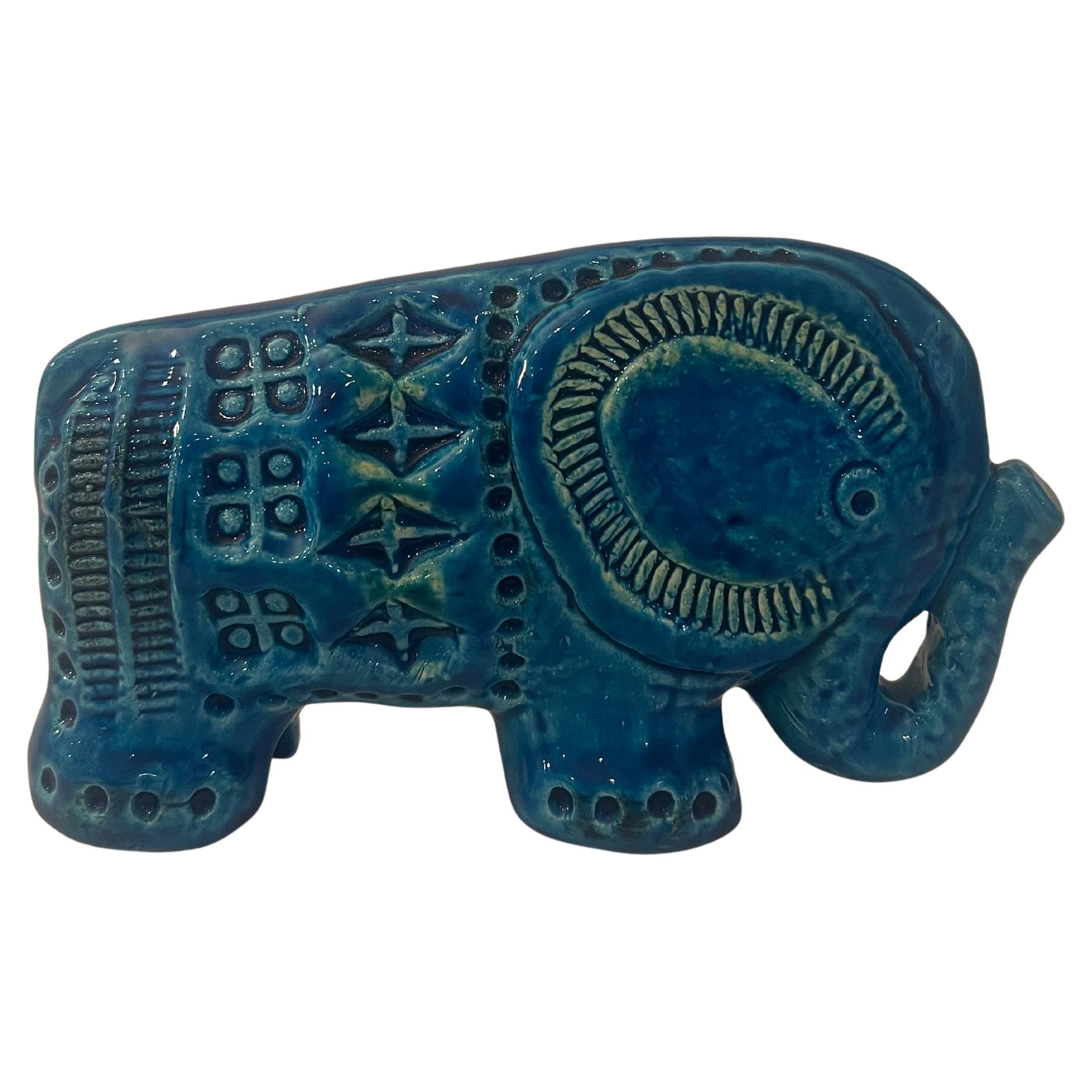 Elefante stravagante in ceramica "Rimini Blu" di Aldo Londi per Bitossi, anni '80