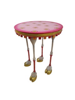 Whimsical Pink Side Table with Camel Hoof Legs, attr. Patience Brewster