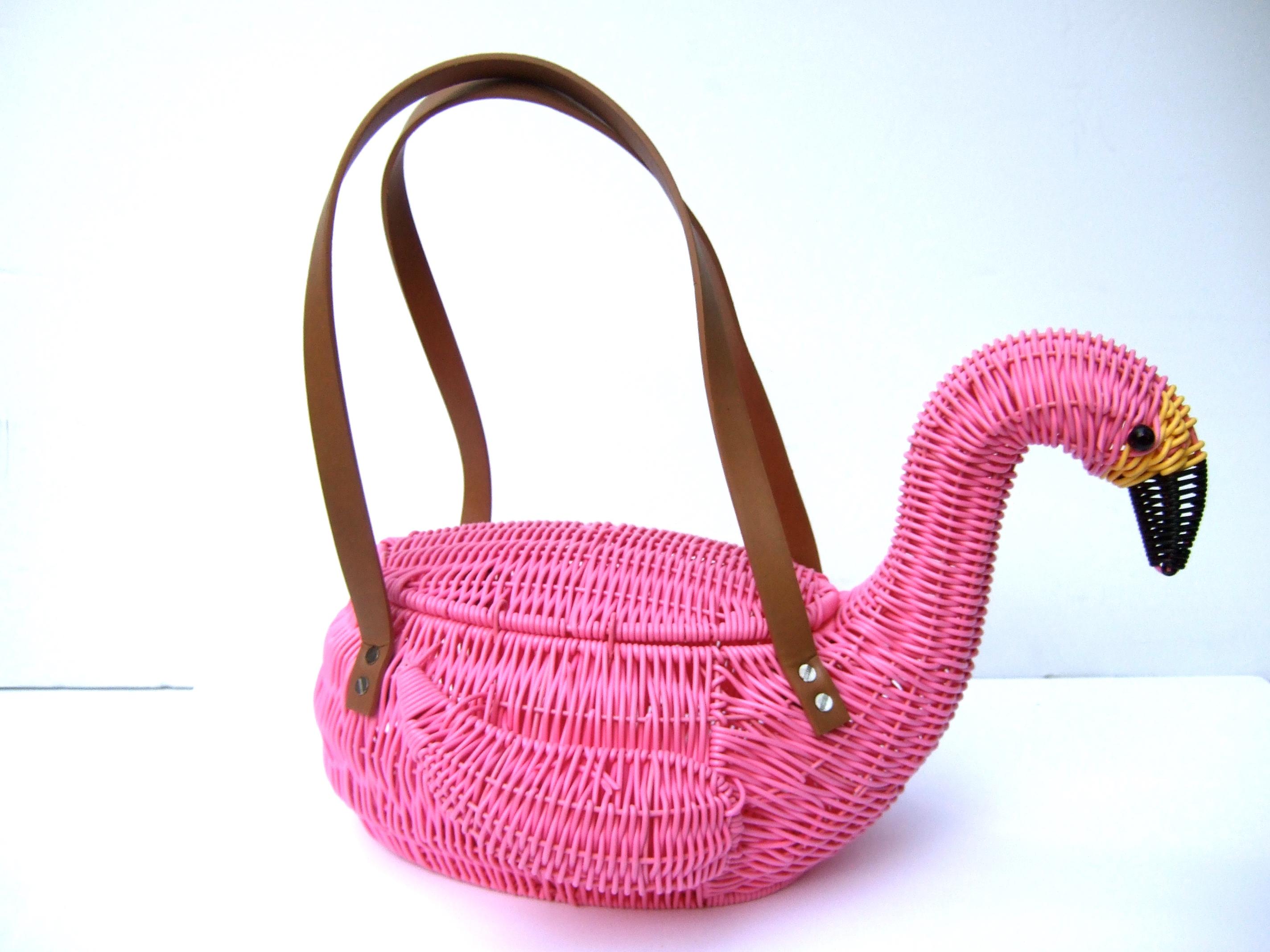 flamingo wicker basket