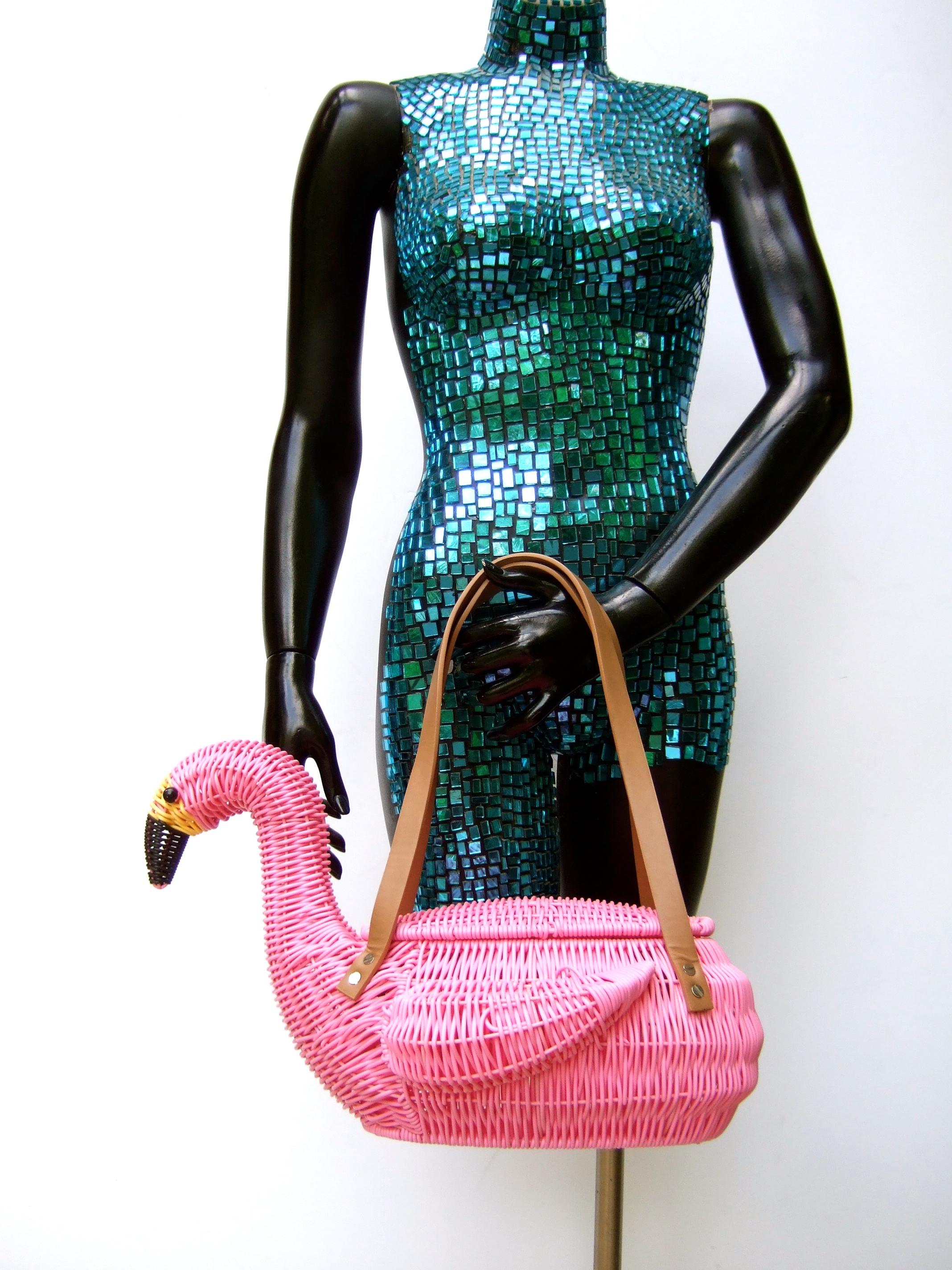 wicker flamingo purse
