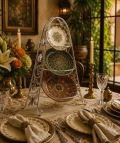 Whimsical Plate Holder Stand With Butterflies and Vines by Emilia Castillo