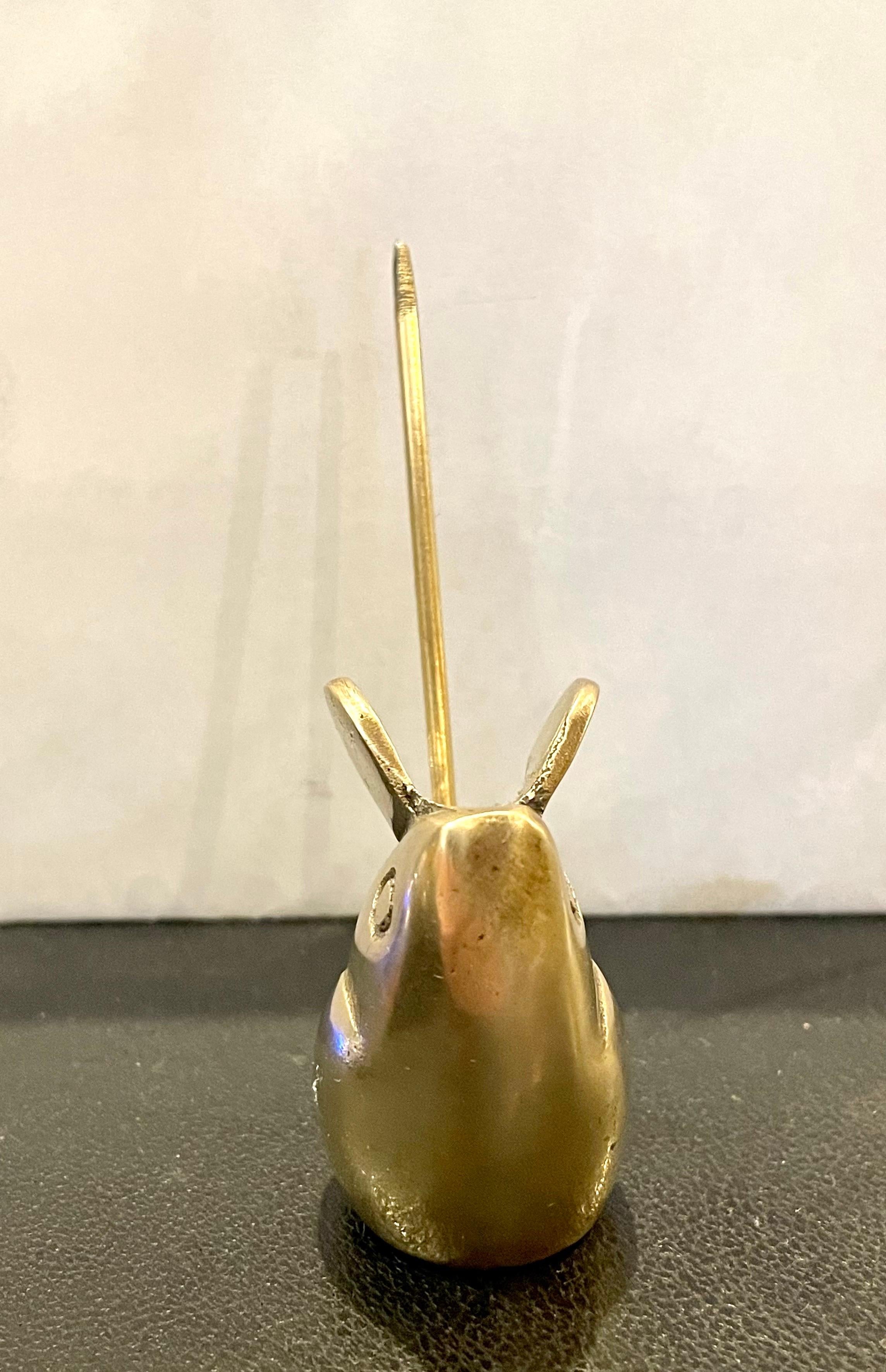 Post-Modern Whimsical Polished Brass Mouse Petite Sculpture For Sale