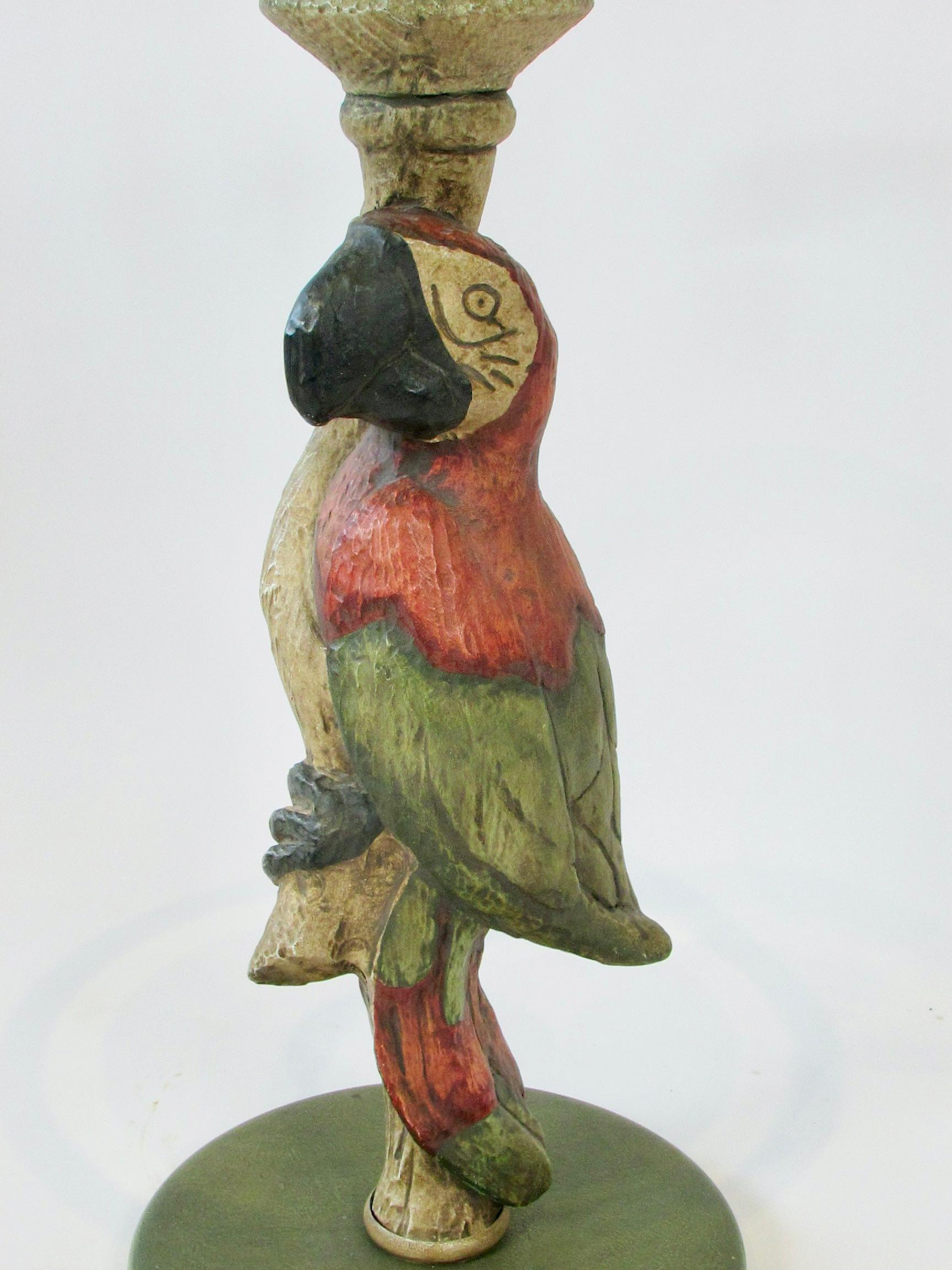 Beveled Whimsical Polly Want a Table Bevel Glass on Parrot Base Style of Maitland Smith For Sale