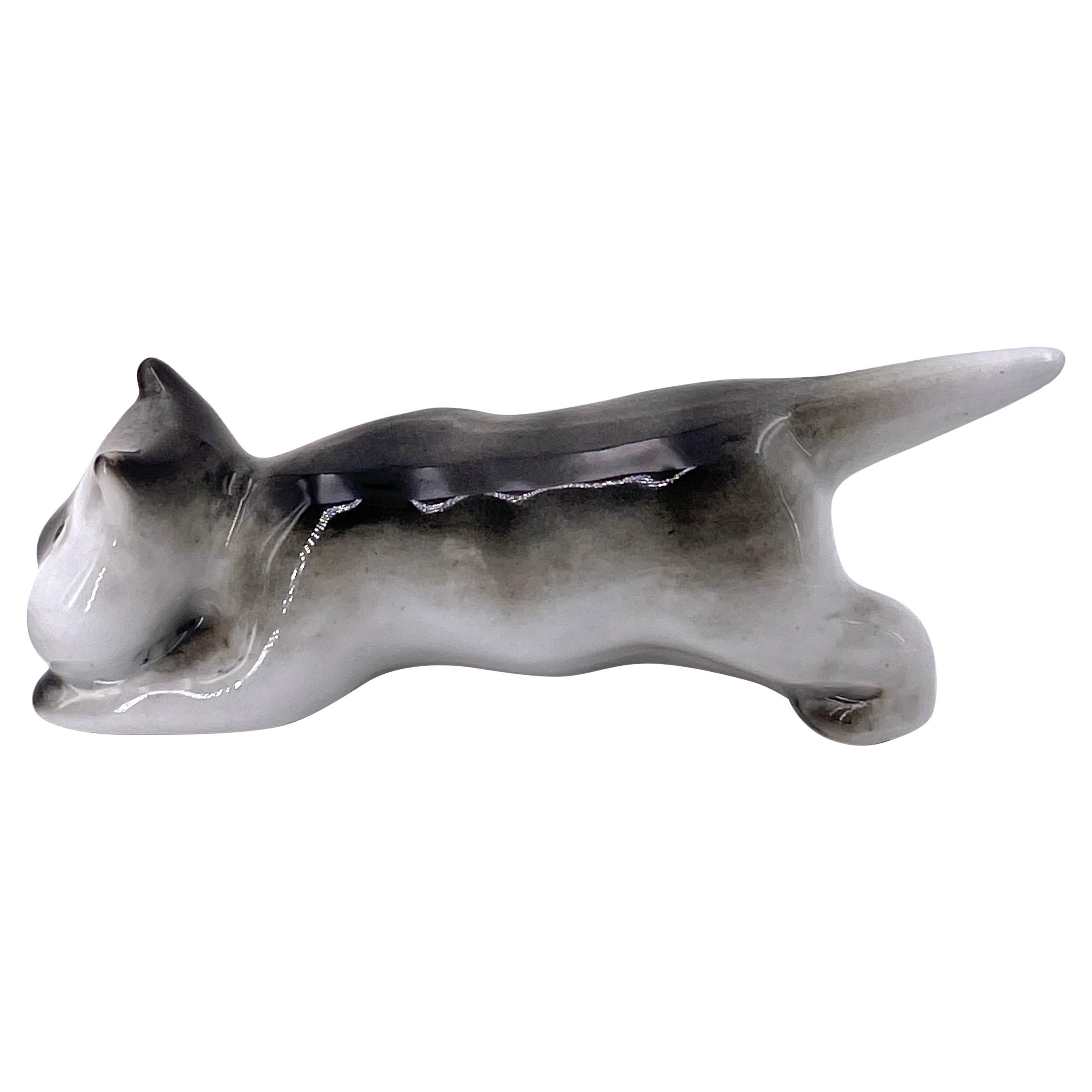 Whimsical Porcelain Cat by Arabia of Finland For Sale