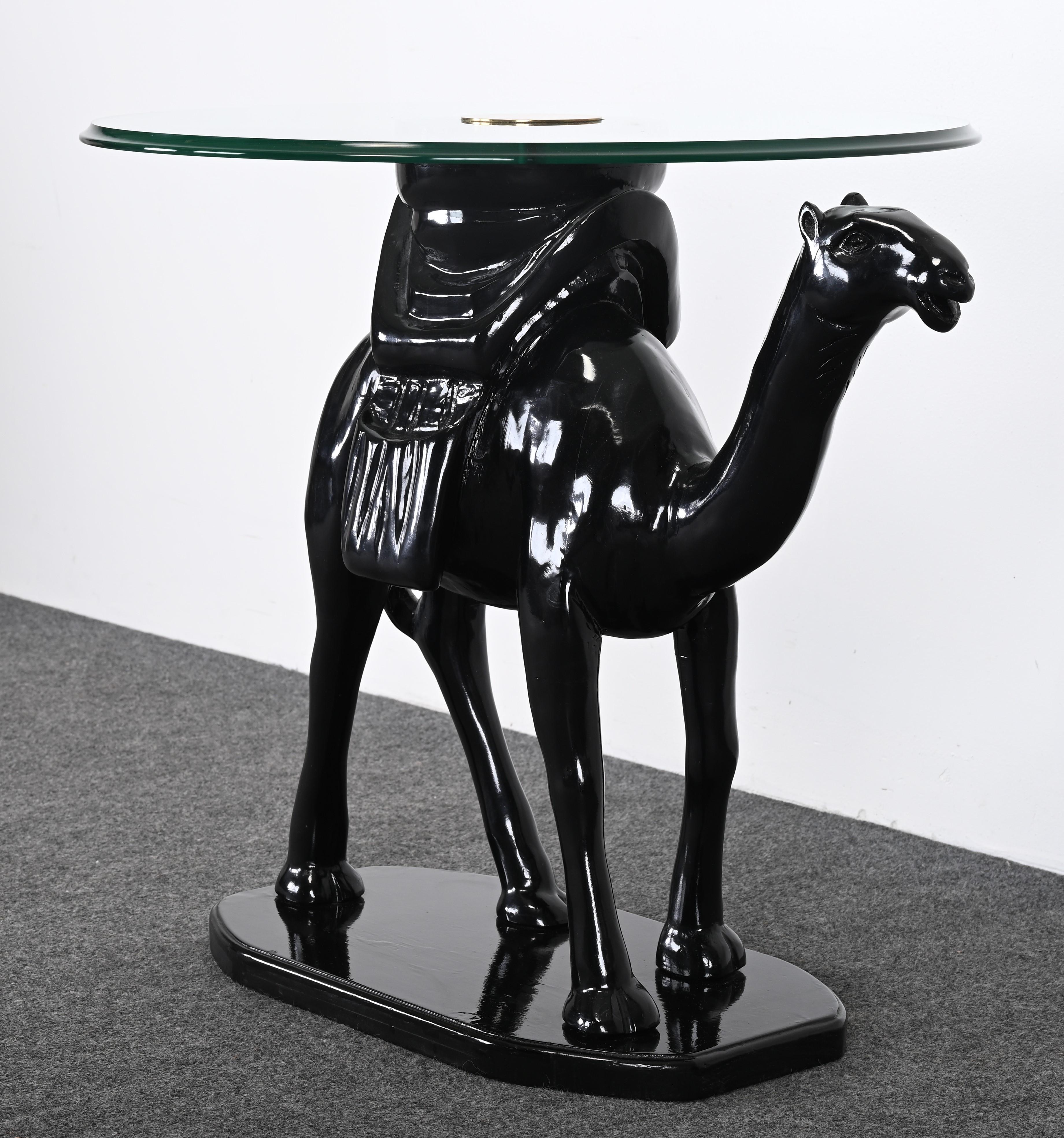 Brass Whimsical Post Modern Camel Themed Side Table, 1980s For Sale