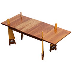 Vintage Whimsical Post-Modern Craftsman Faux-Saw Coffee Table