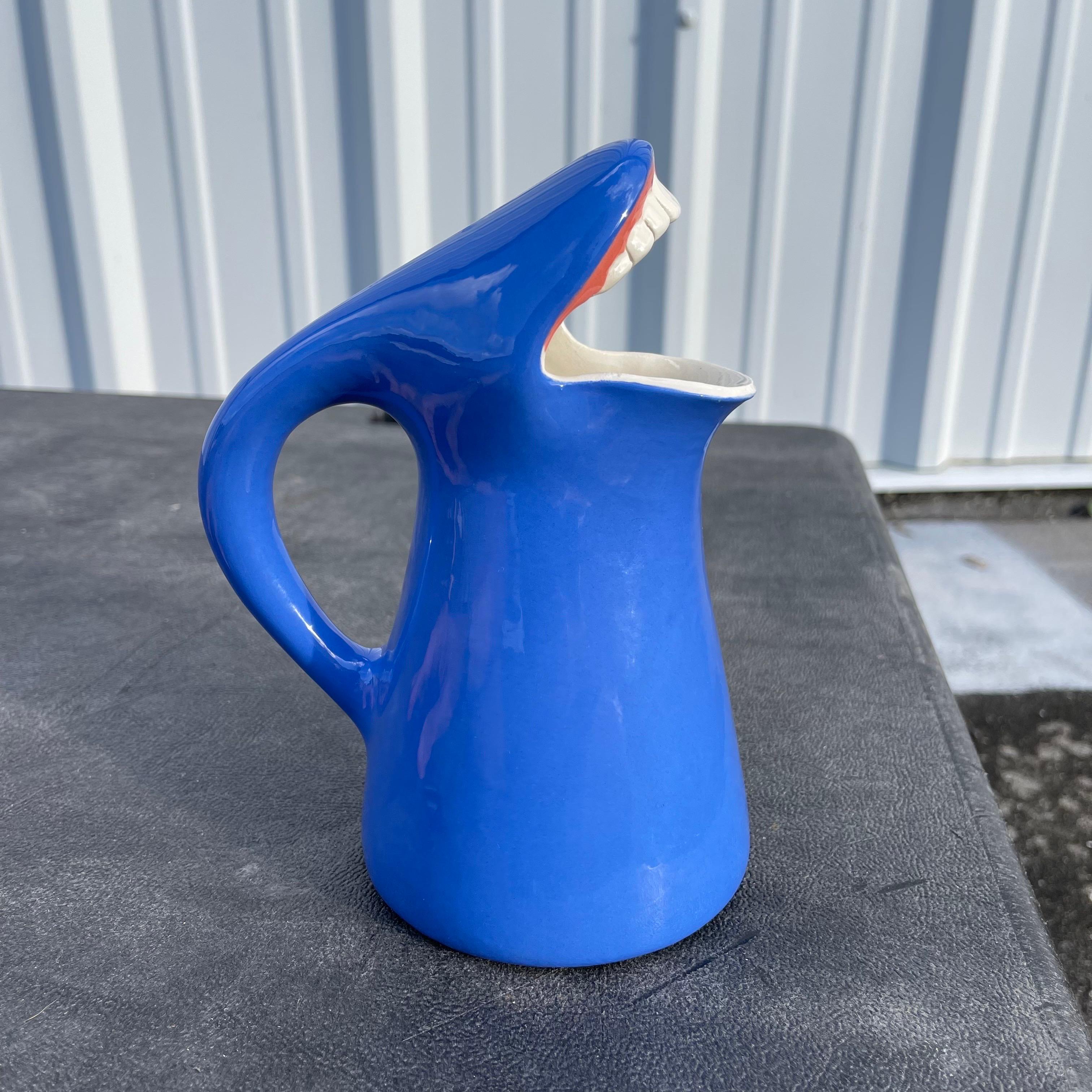 20th Century Whimsical Postmodern Studio Pottery Pitcher Form of Open Mouth w/ Lips & Teeth For Sale