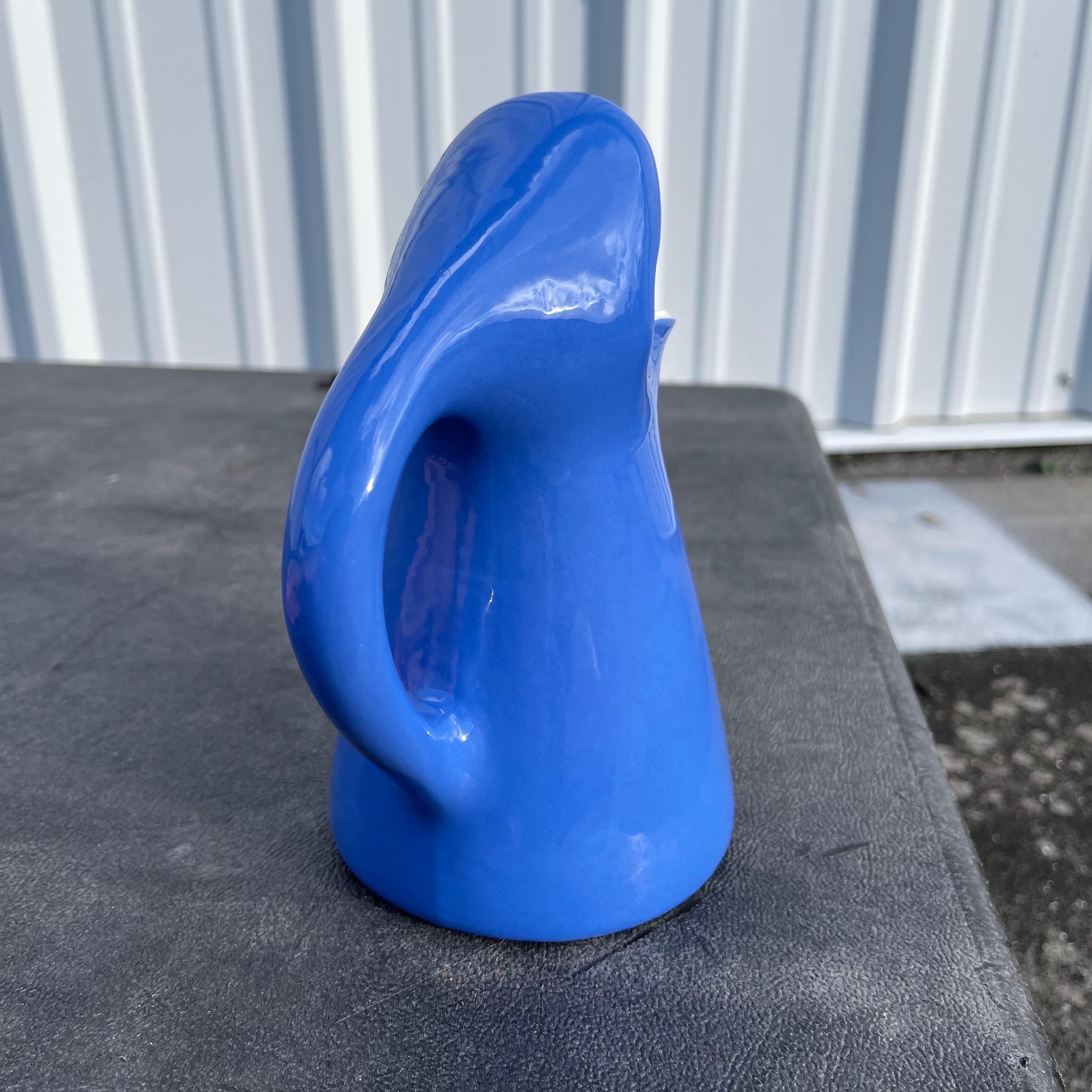 Ceramic Whimsical Postmodern Studio Pottery Pitcher Form of Open Mouth w/ Lips & Teeth For Sale