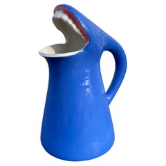 Whimsical Postmodern Studio Pottery Pitcher Form of Open Mouth w/ Lips & Teeth