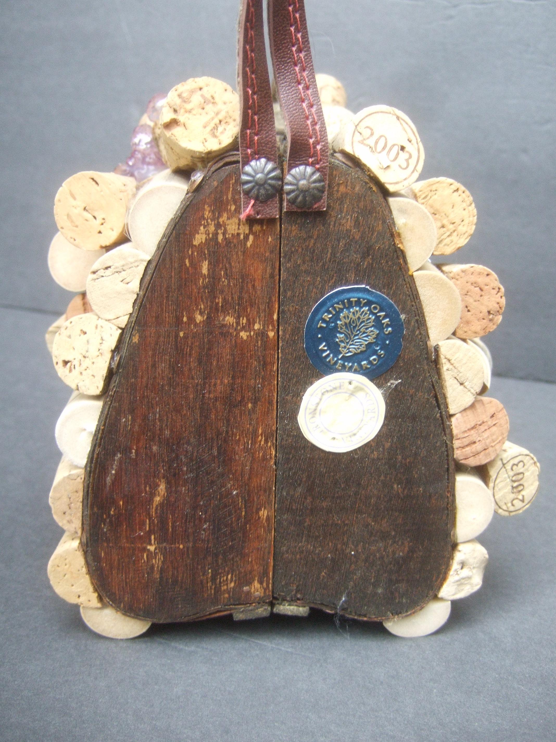 Whimsical Quirky Wine Cork Wood Box Purse Handbag c 1980s For Sale 4