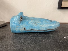 Whimsical Raku Pottery Crocodile Head