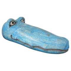 Whimsical Raku Pottery Crocodile Head