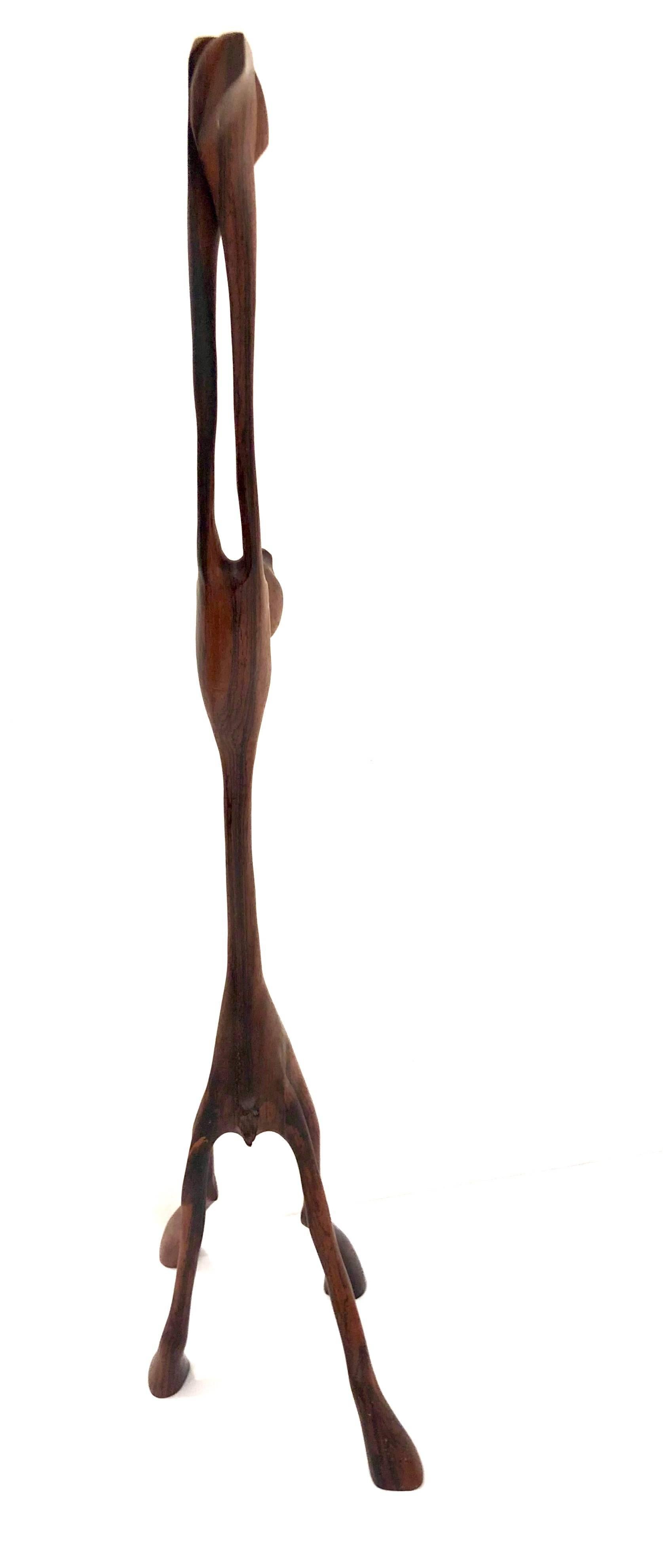 Whimsical Rare Collectible Reindeer Sculpture in Rosewood by Knud Albert In Excellent Condition In San Diego, CA