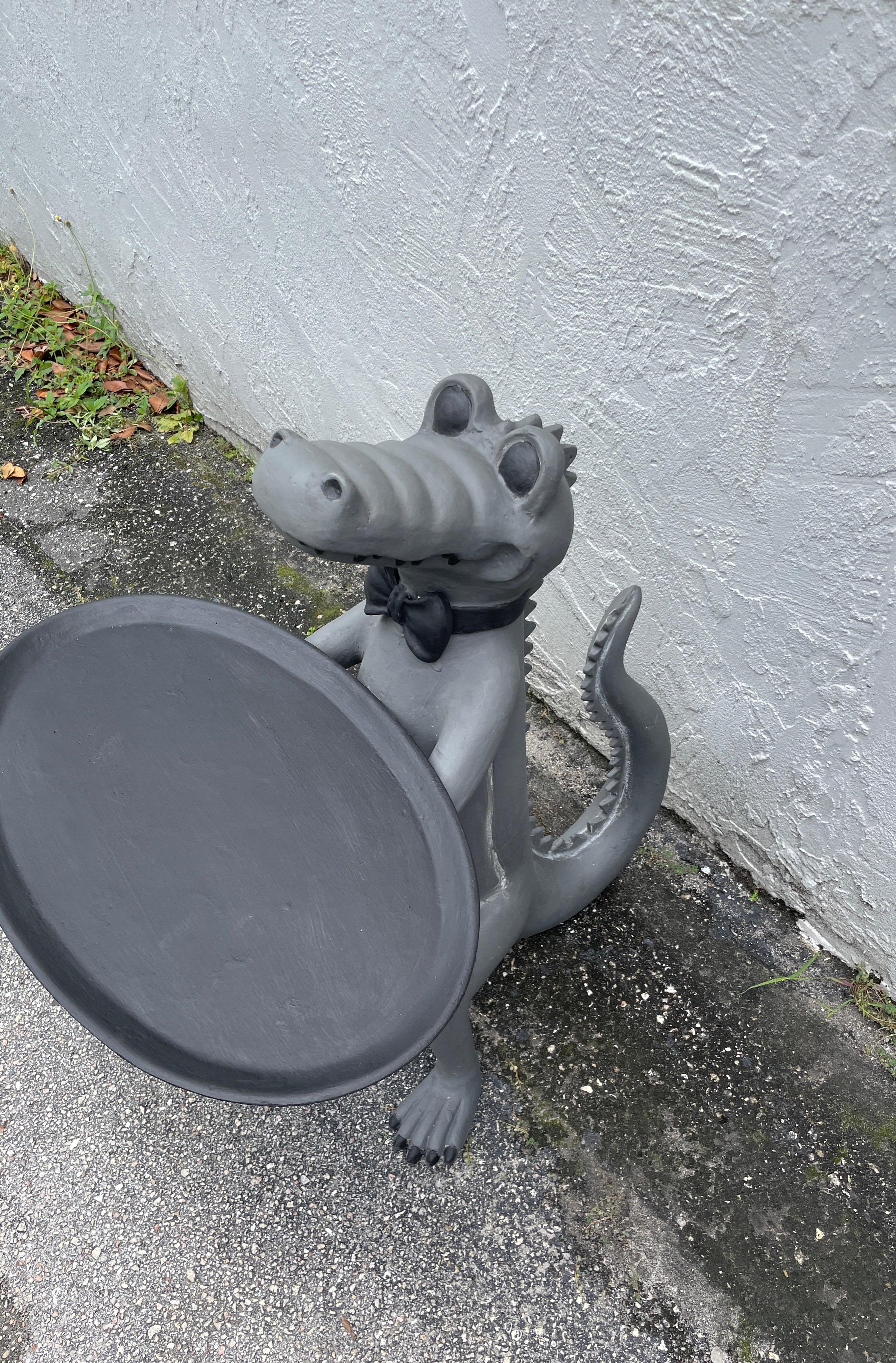 Whimsical Rare Crocodile Tray Table In Good Condition For Sale In West Palm Beach, FL
