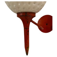 Whimsical Rare Glass Golf Balls On Patinated Tees Wall Sconce Pop Art