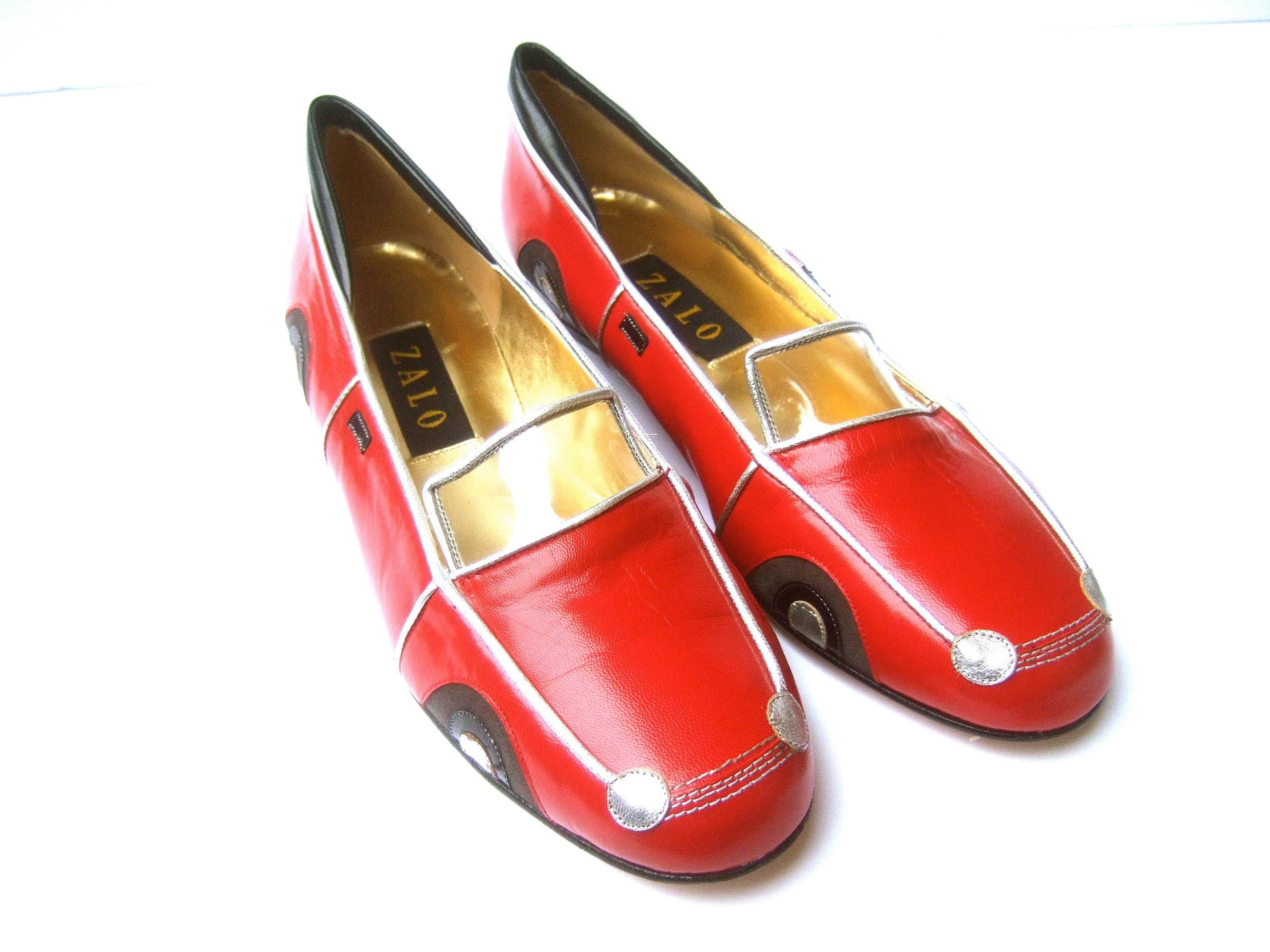 Whimsical Red Leather Sports Car Design Shoes by Zalo US Size 9 M c 1990 3