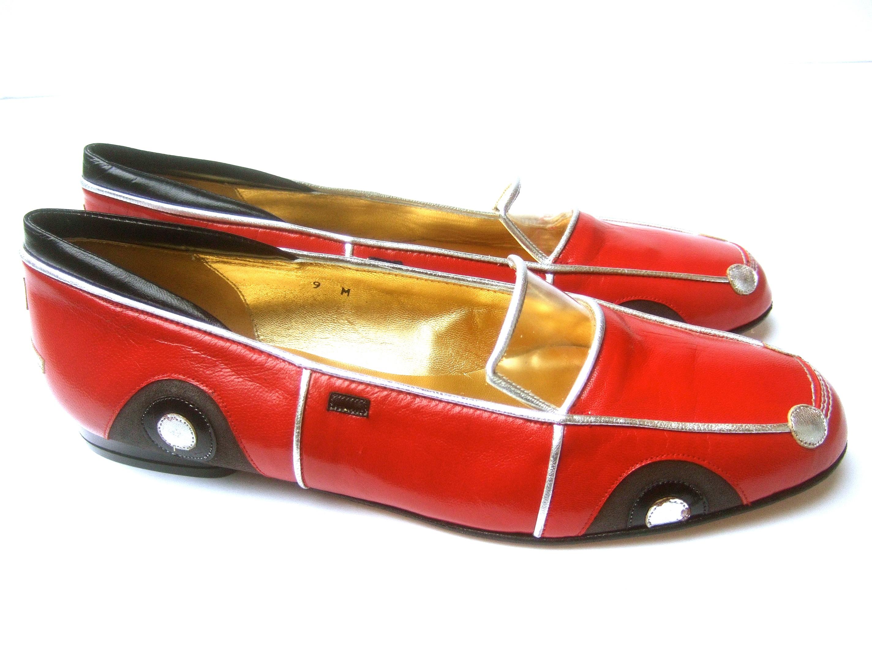 Whimsical Red Leather Sports Car Design Shoes by Zalo US Size 9 M c 1990 4