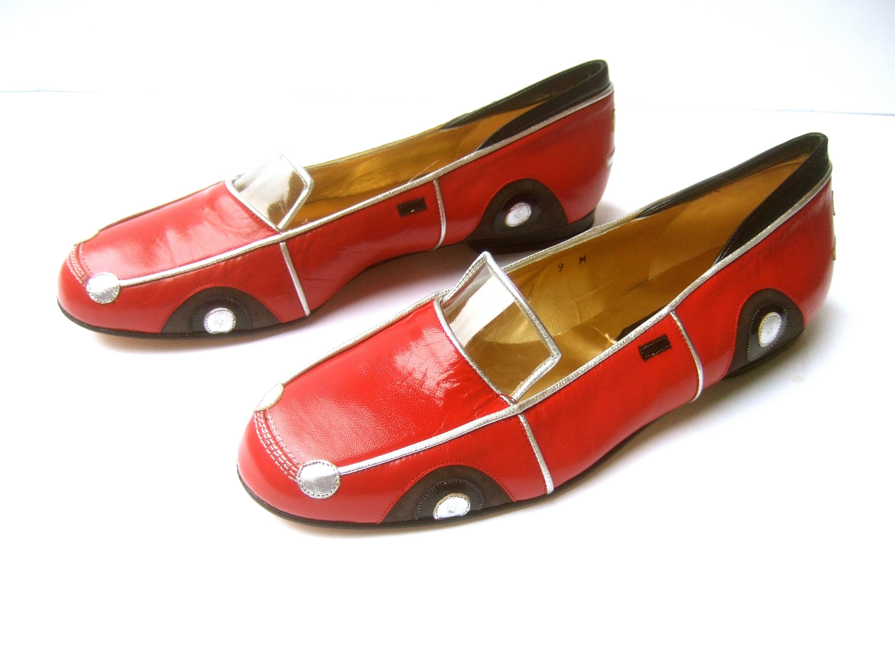Whimsical Red Leather Sports Car Design Shoes by Zalo US Size 9 M c 1990 7