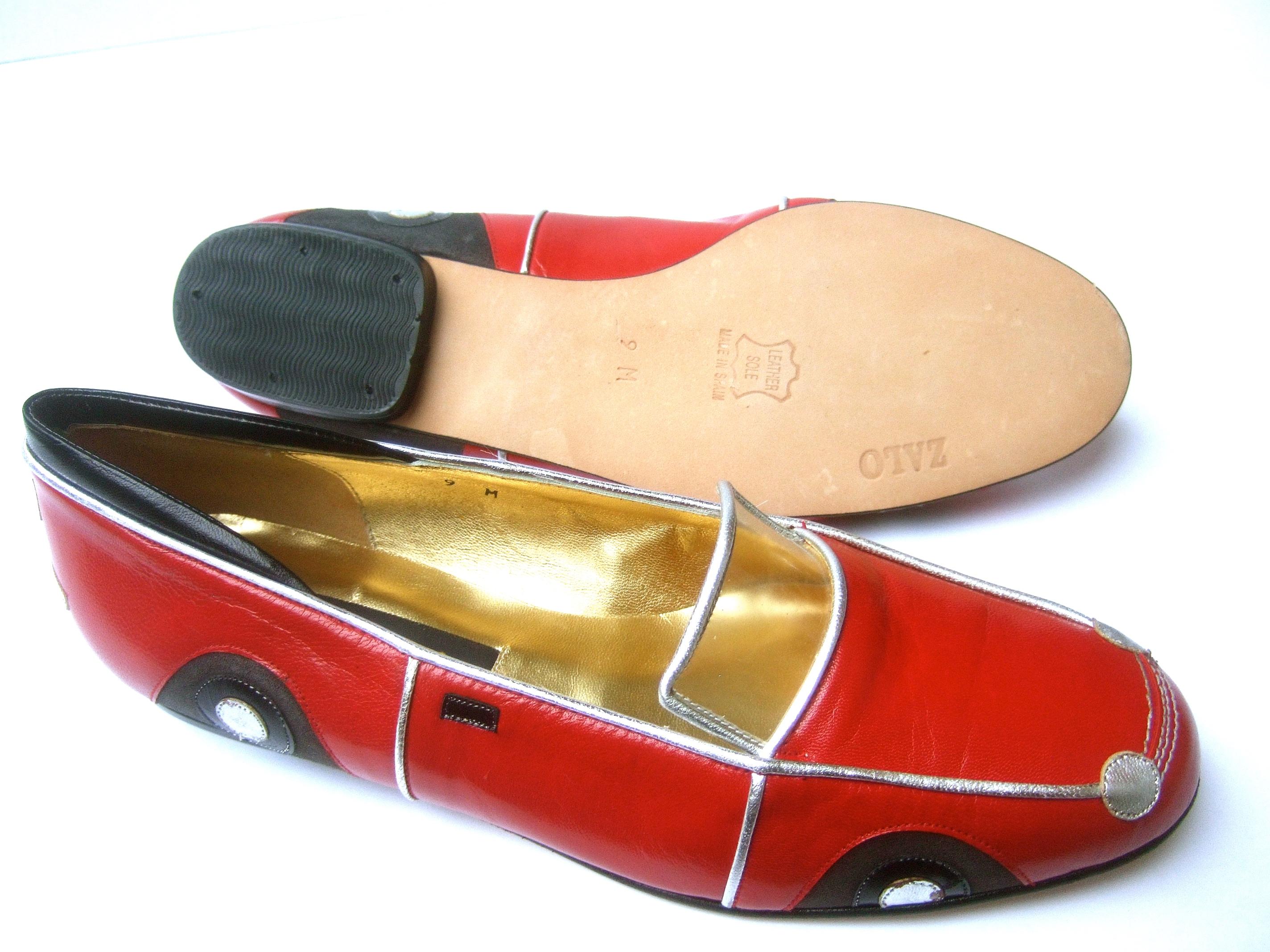 Whimsical Red Leather Sports Car Design Shoes by Zalo US Size 9 M c 1990 11