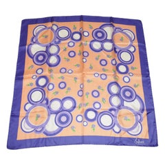 Vintage Whimsical Rich Violet with "Abstract Shades of Lavender Circles" Silk Scarf