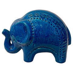 Elefante in ceramica "Rimini Blu" di Aldo Londi per Bitossi, anni '80