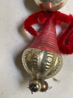 Whimsical Santa Hand Blown Mercury Glass Folk Art Christmas Tree Ornament Decor