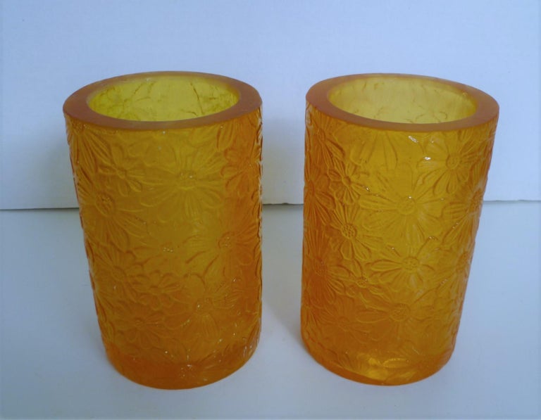 Whimsical Sascha B Resin Daisy Design Candleholders or Vases, 1960s For Sale 4