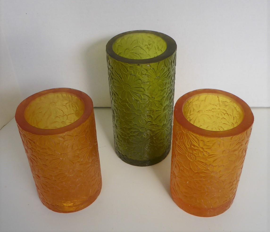 Mid-Century Modern Whimsical Sascha B Resin Daisy Design Candleholders or Vases, 1960s