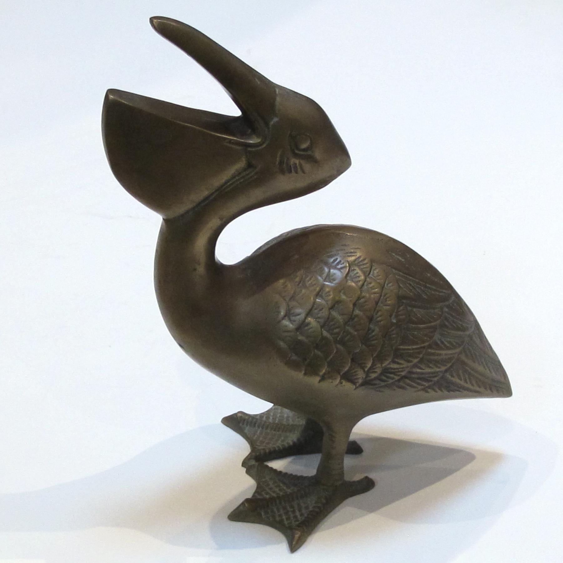 North American Whimsical Set of Three American Brass Pelicans, 1960s