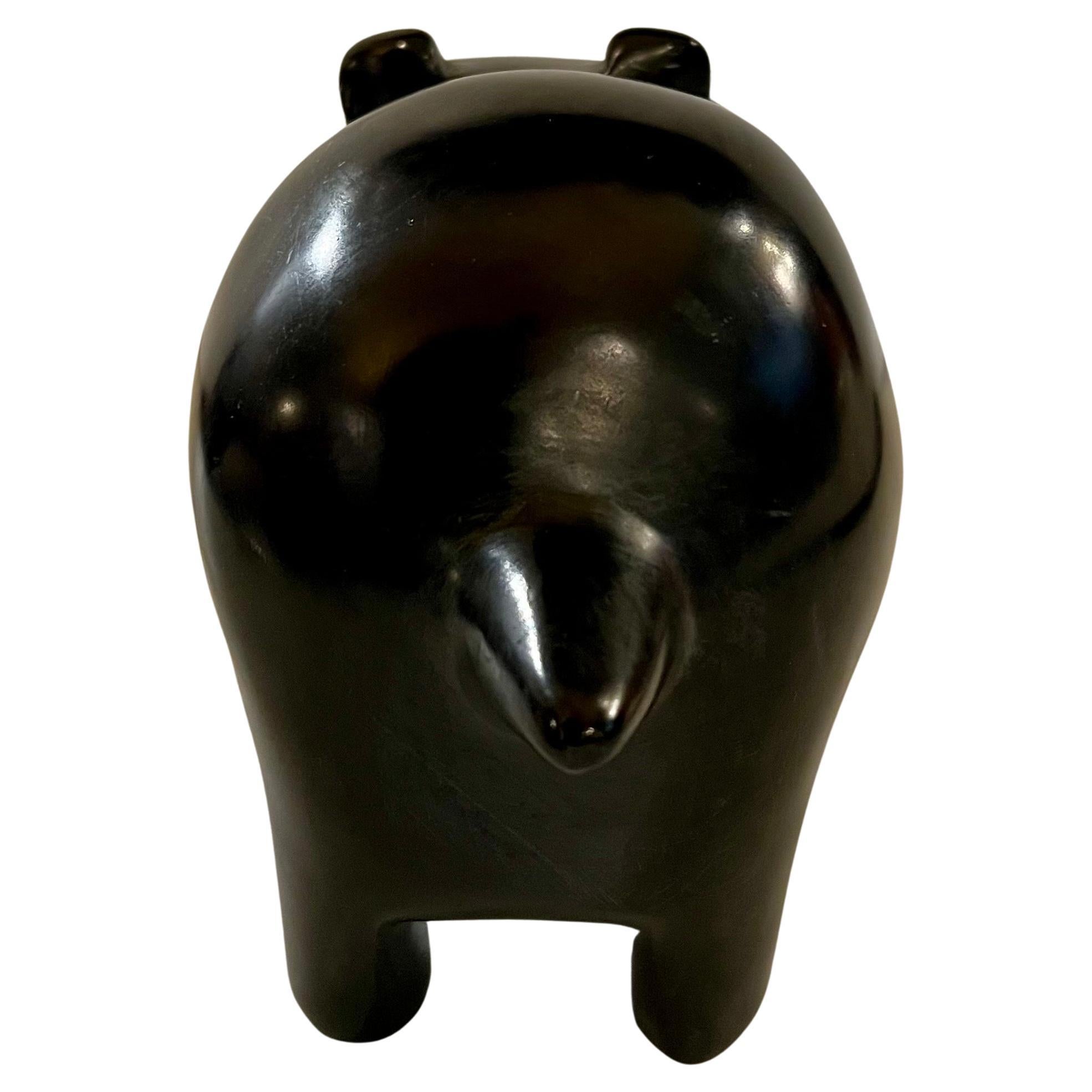 Cool black soapstone sculpture of a hippo, circa 1980s great condition.