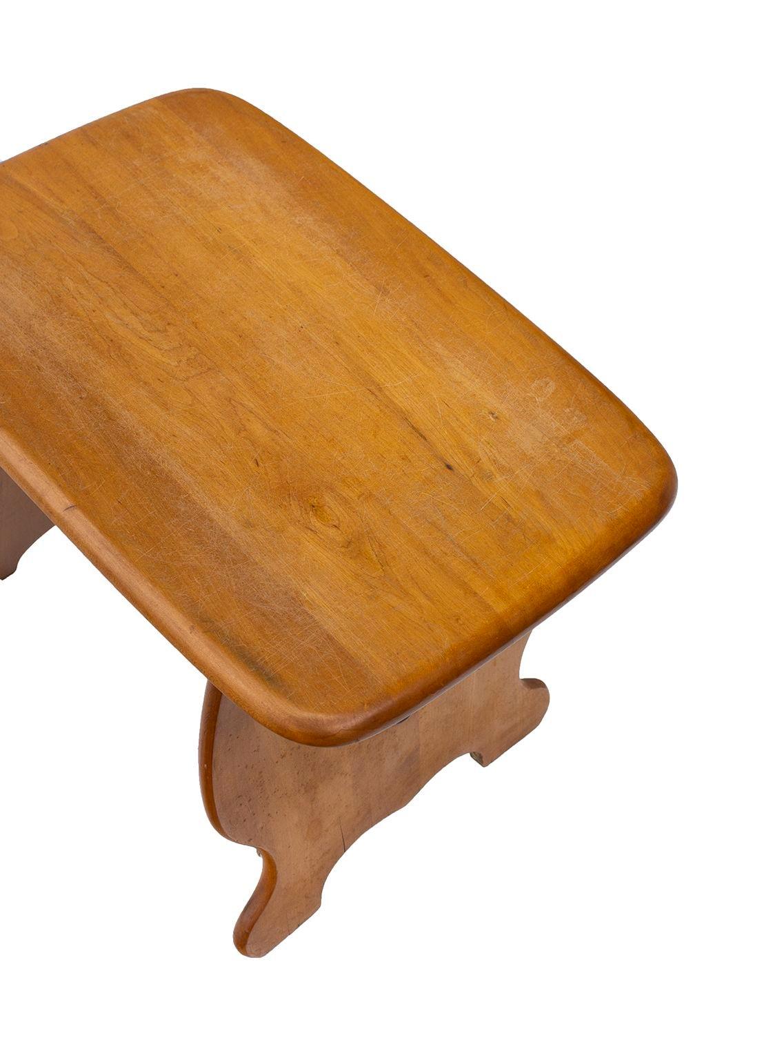 Mid-20th Century Whimsical Solid Maple Bench or Stool For Sale