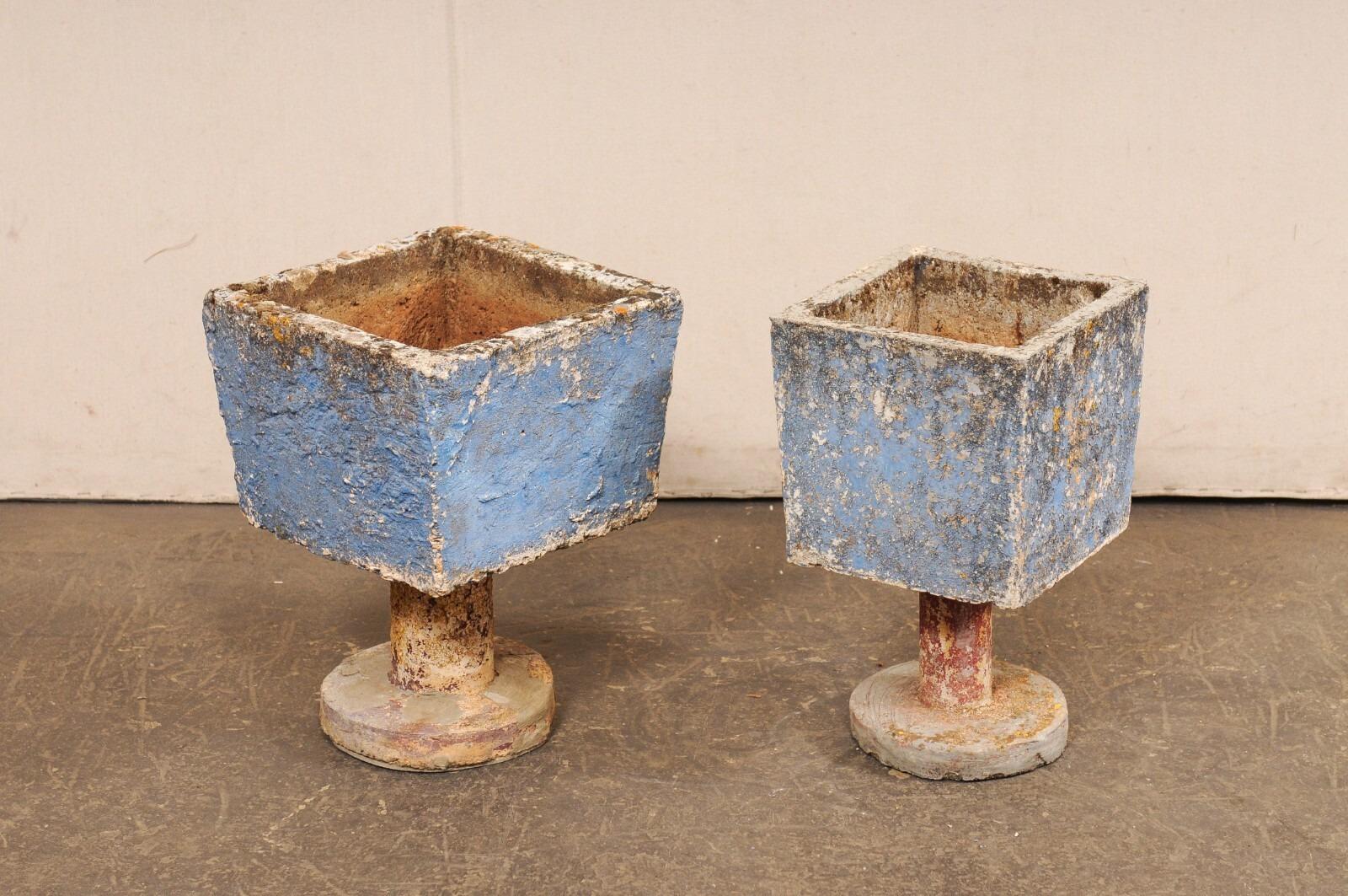 Cast Stone Whimsical Spanish Pedestal Planters For Sale