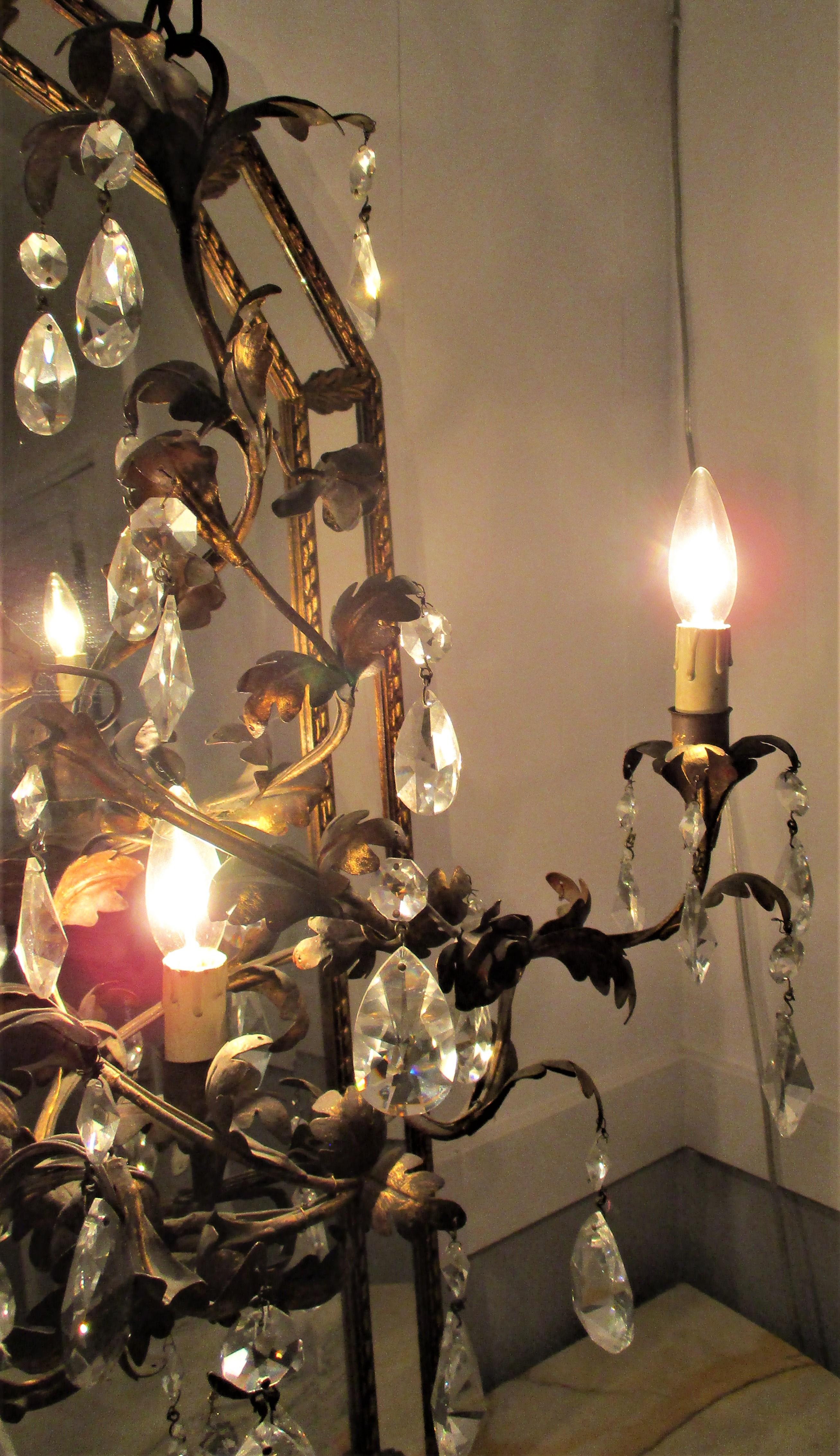 Whimsical Spiral French Tole Strass Crystal Chandelier In Fair Condition For Sale In Oregon, OR
