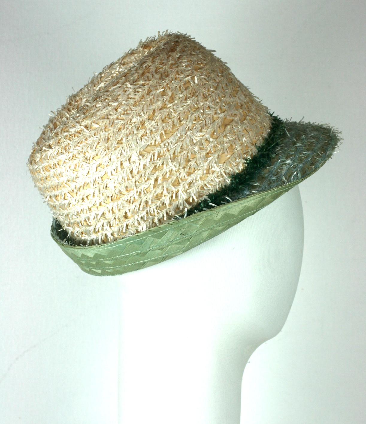 Whimsical Straw Boating Motif Fedora  In Excellent Condition In New York, NY
